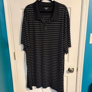 Amazon Essentials Men's Polo Shirt in Black with White Stripes